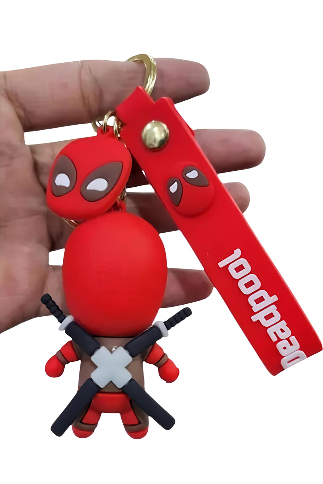 3D Cartoon Character rubber keychain with Strap Charm & Metal Hook.