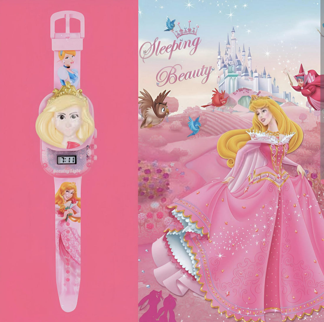 Aude kids Digital Princess rotating Light glowing with music tune watch