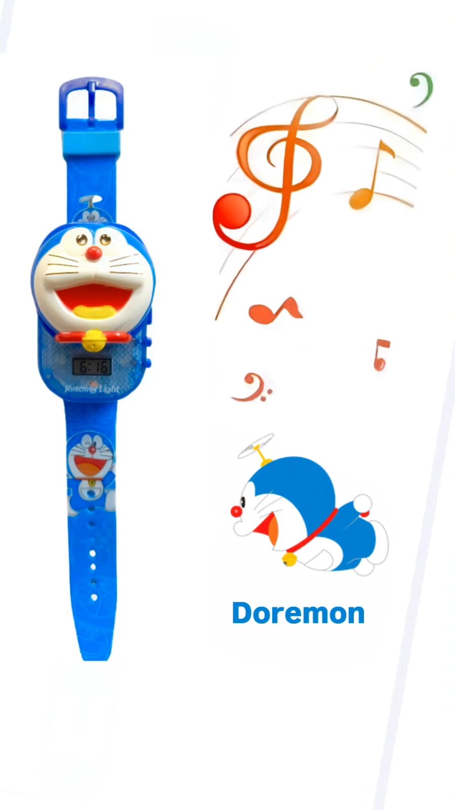 Aude kids Digital Doremon rotating Light glowing with music tune watch