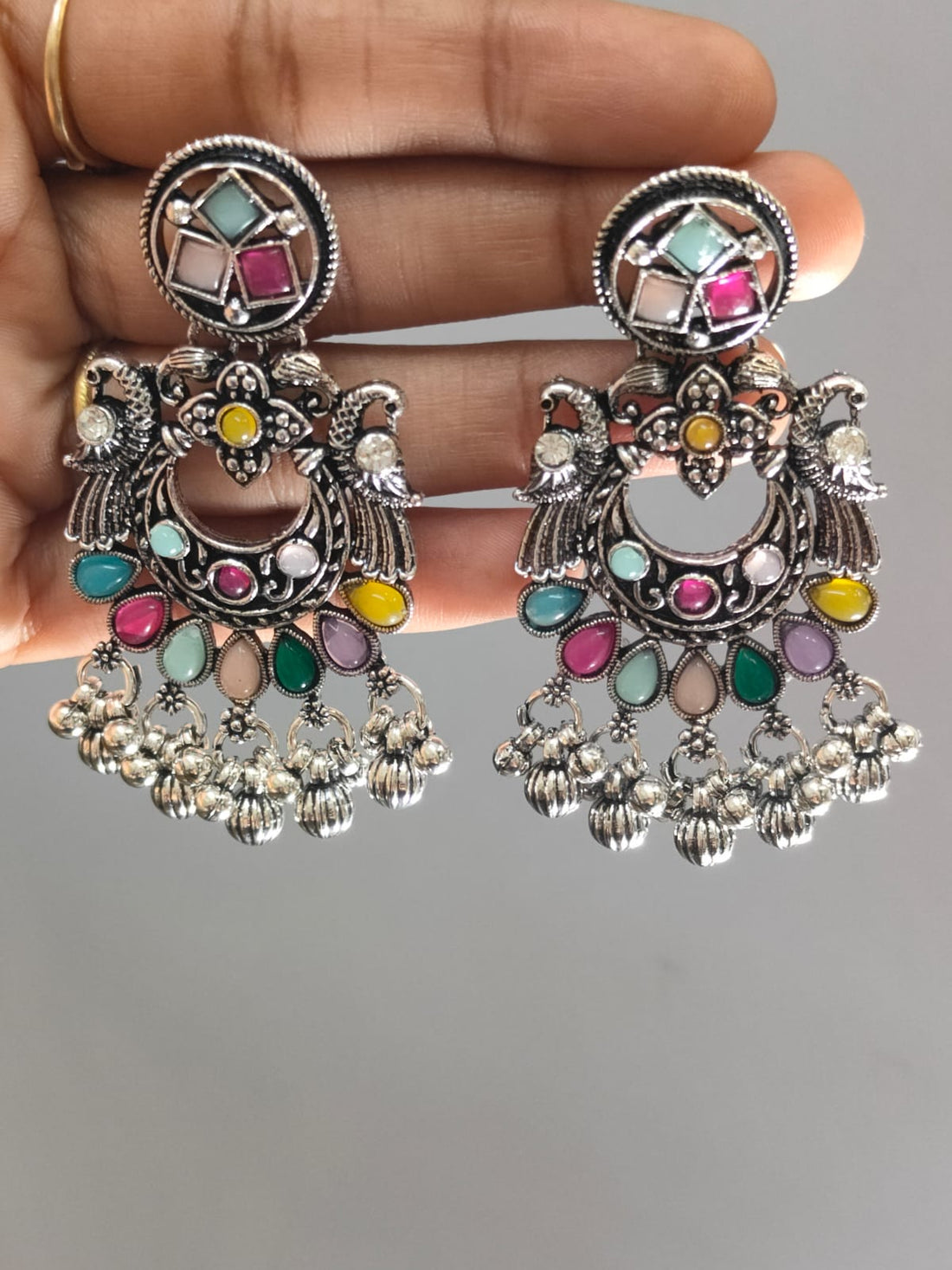 Peacock Glory Multicolor Chandbali Earrings
