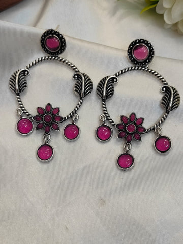 Pink Glow Floral  Chandbali Earring