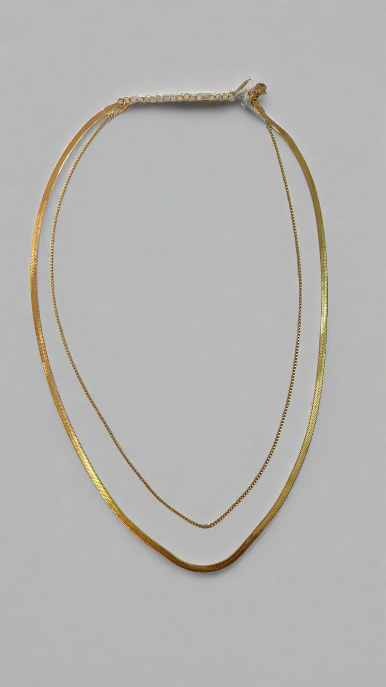 ANTI TARNISH GOLD TONE PLATED TWO LAYER CHAIN