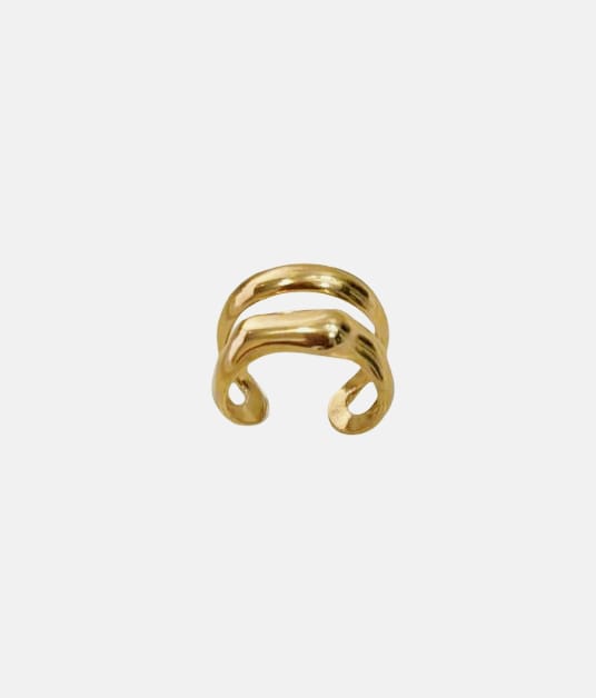 18K GOLD TONE ADJUSTABLE FINGER RING