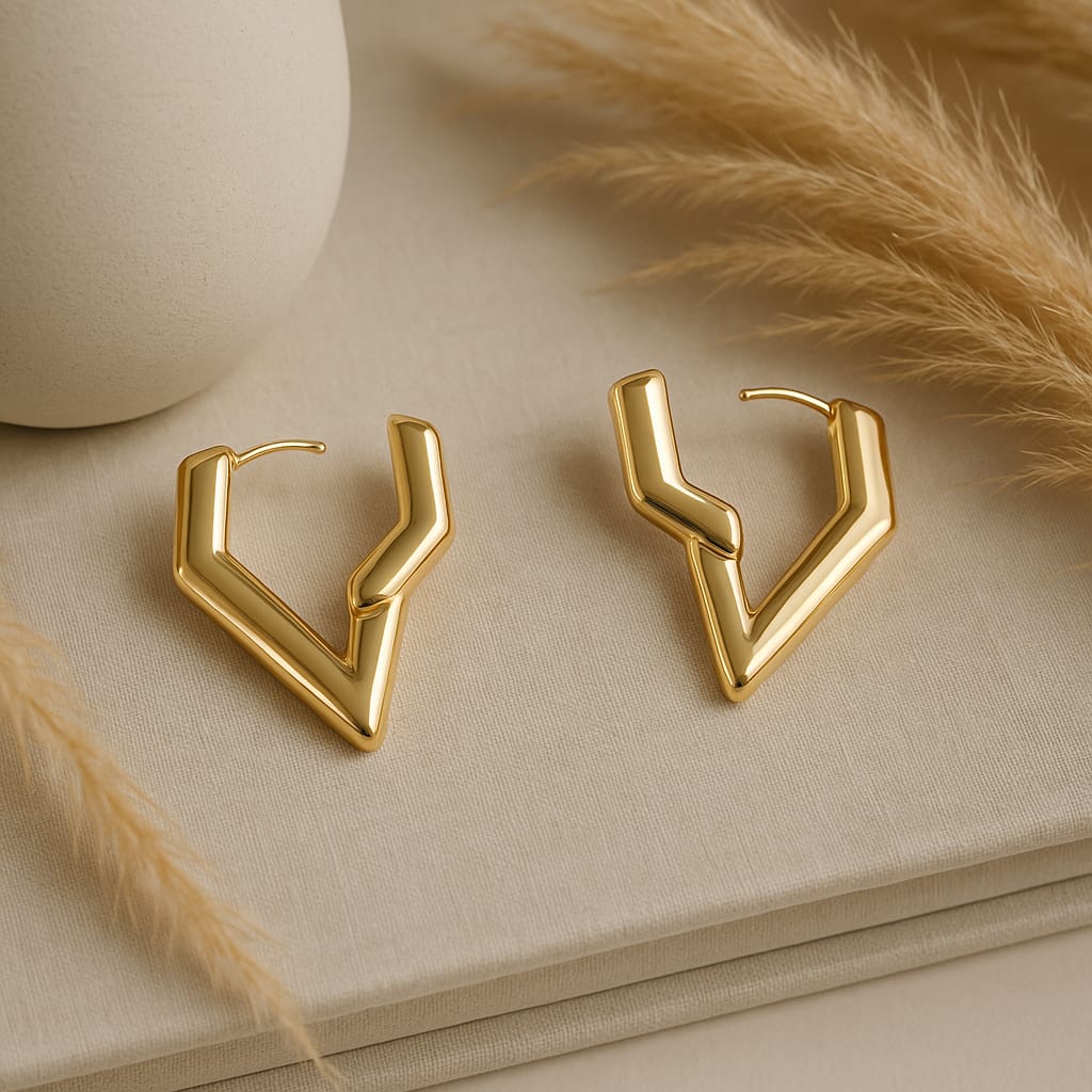 ANTI TARNISH CLASSIC TRIANGLE SHAPE HOOP EARRING