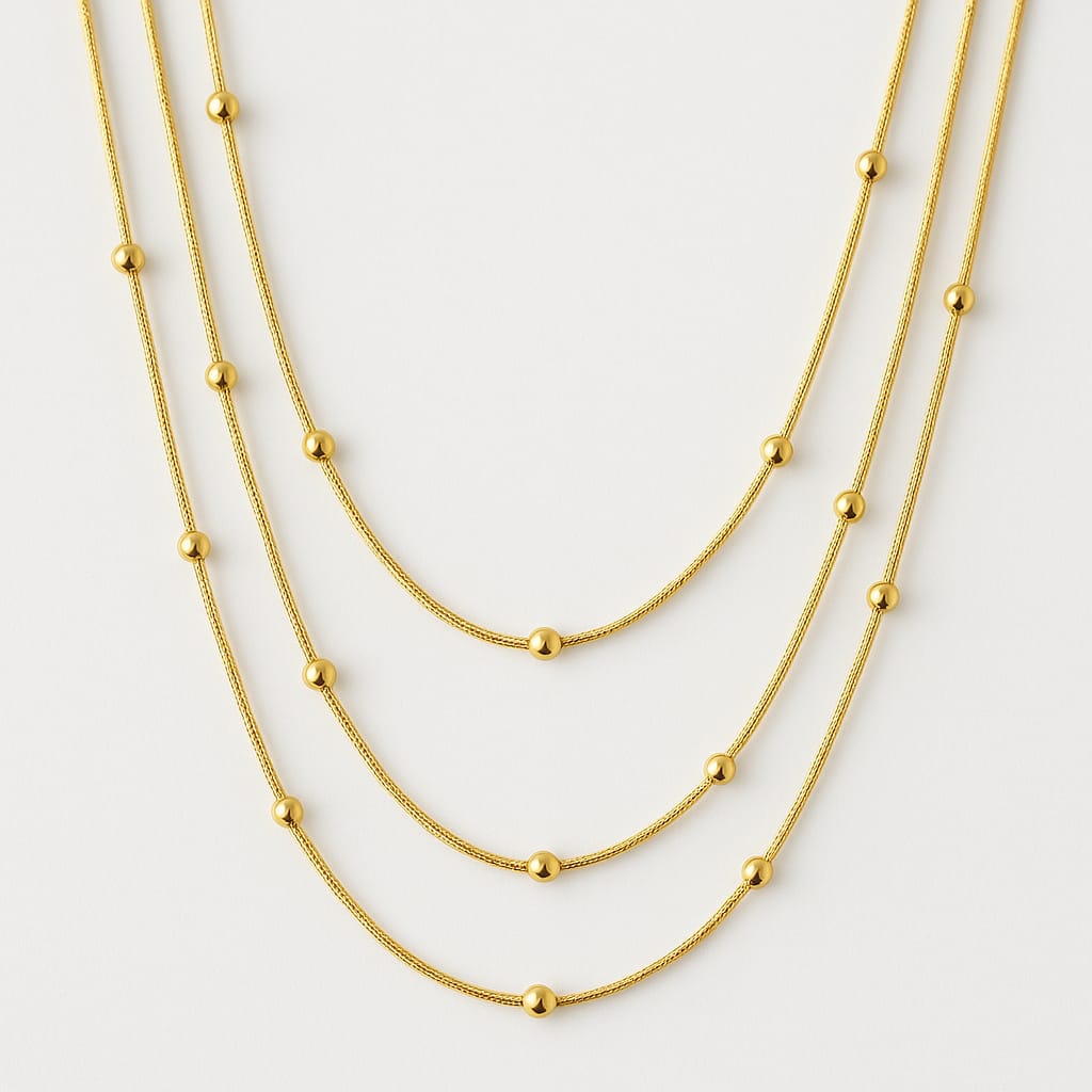 ANTI TARNISH DAINTY BEADED THREE LAYER CHAIN