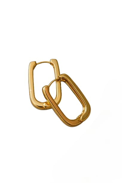 ANTI-TARNISH STYLISH RECTANGLE SHAPE HOOP EARRING-MEDIUM