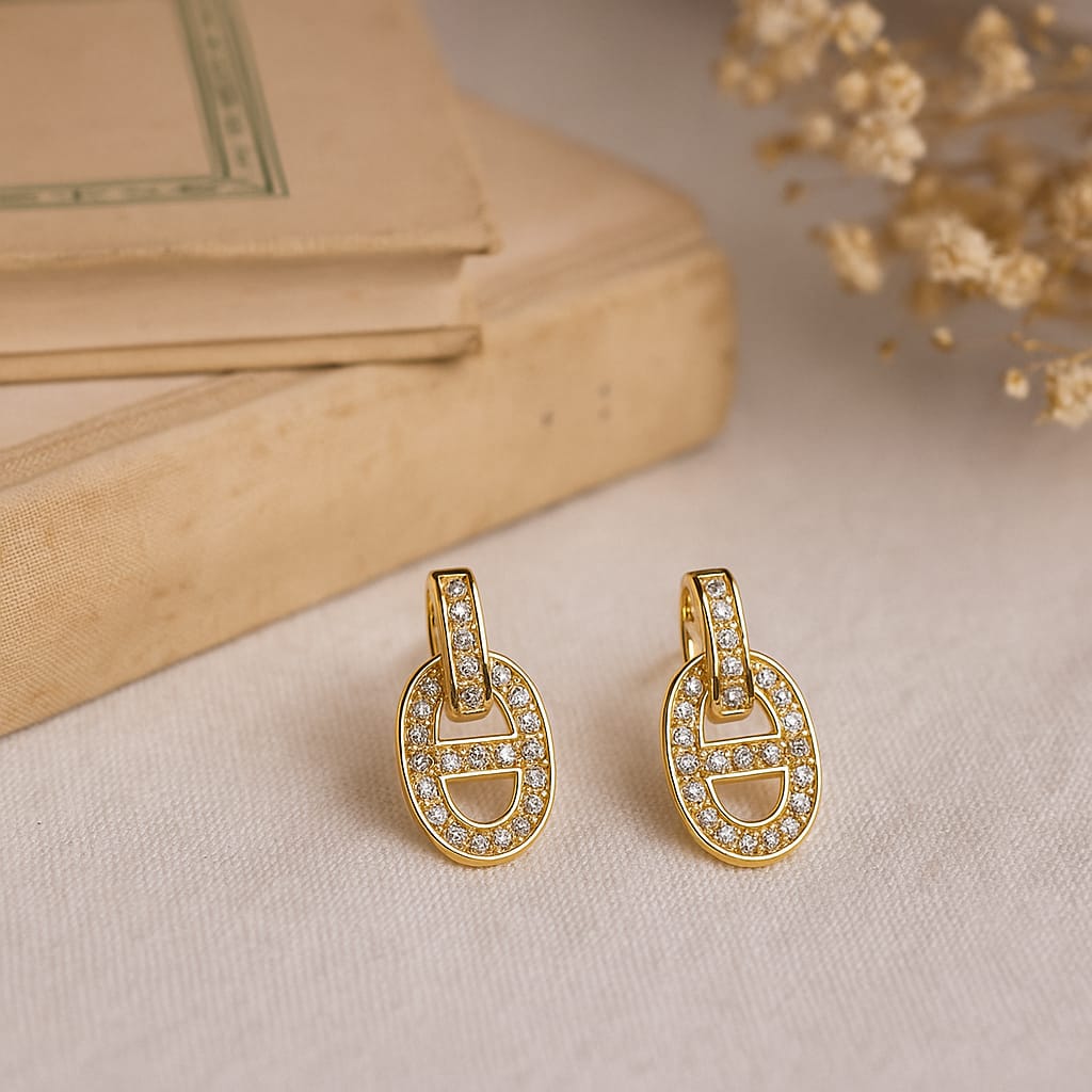925 STERLING SILVER PLATED CUFF DIAMOND EARRING