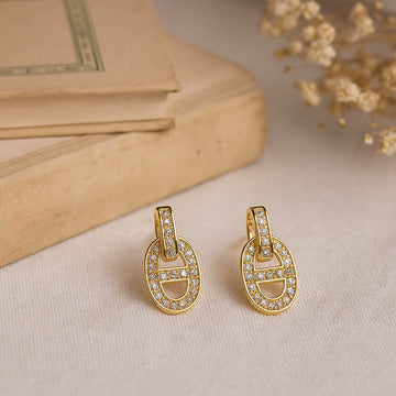 925 STERLING SILVER PLATED CUFF DIAMOND EARRING