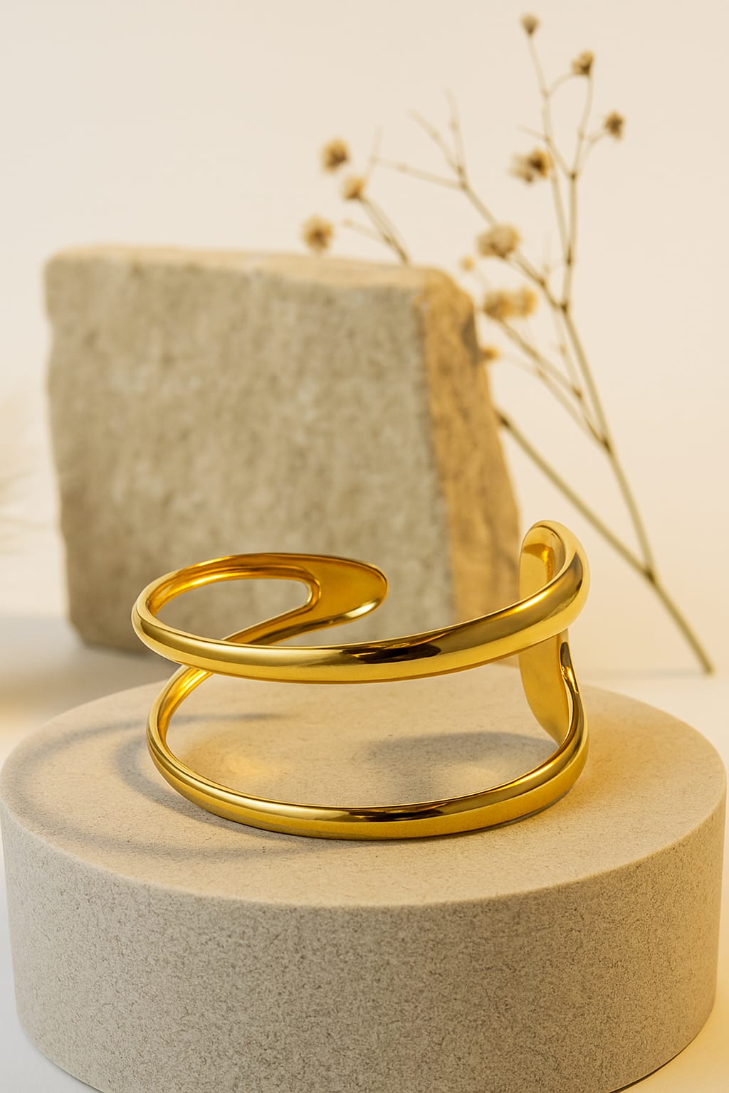 GOLD TONE PLATED CHUNKY CUFF BRACELET