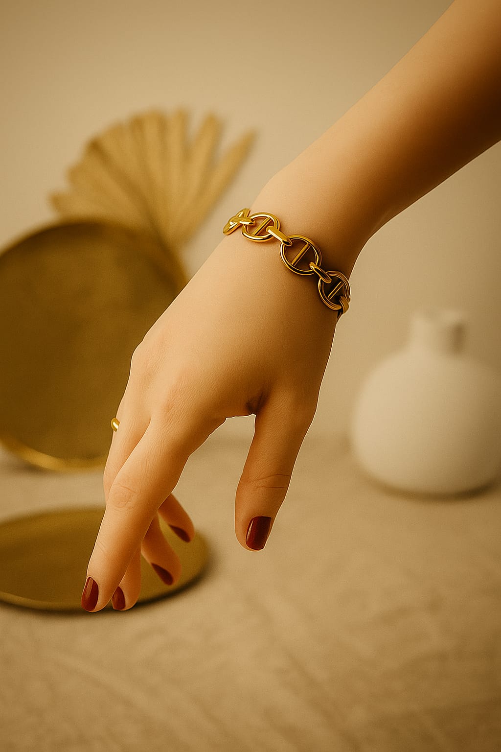 GOLD TONE PLATED CHUNKY LINKED  BRACELET