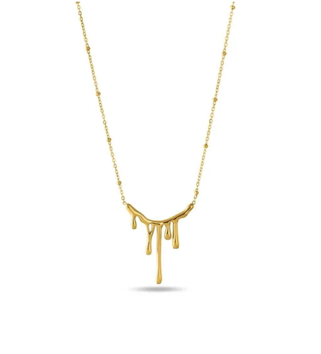 Melting pendant dainty beaded chain