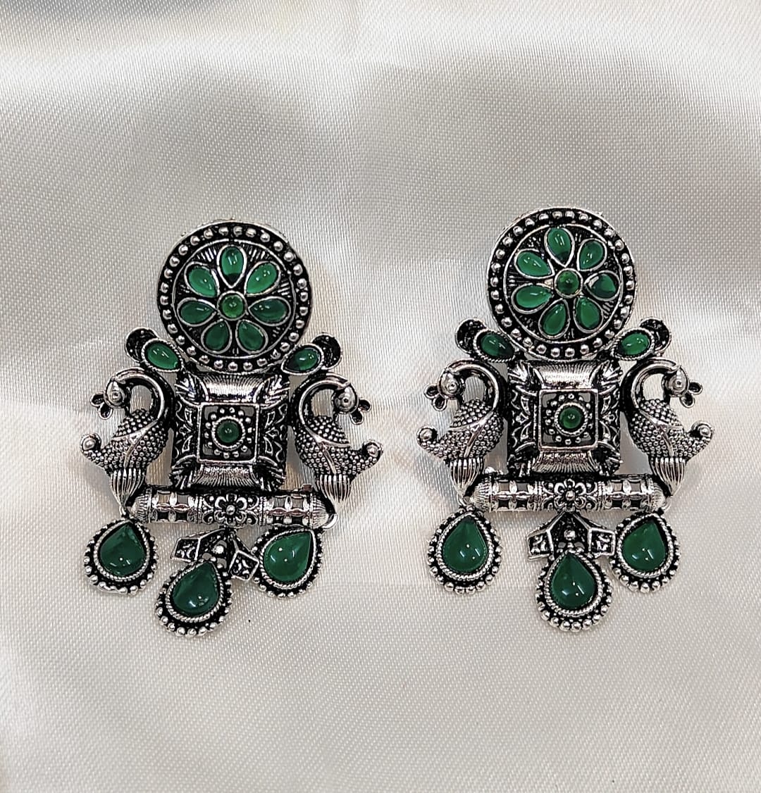 Royal Peacock green Ethnic Dangle Earring