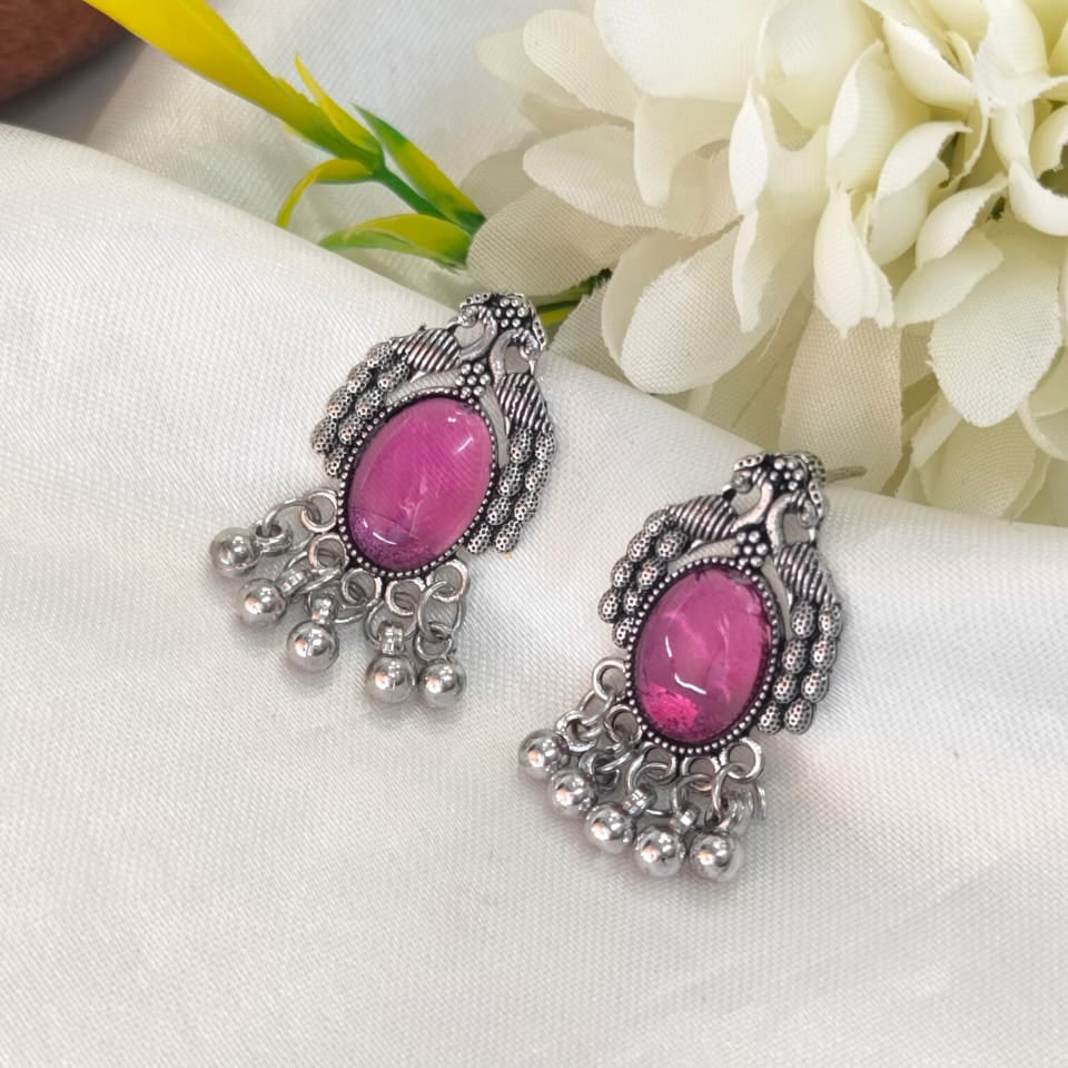 Rajwadi Peacock Jhumkas Earrings