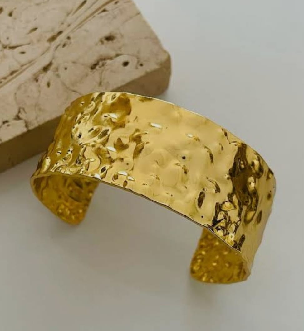GOLD TONE PLATED CHUNKY BRACELET CUFF KADA