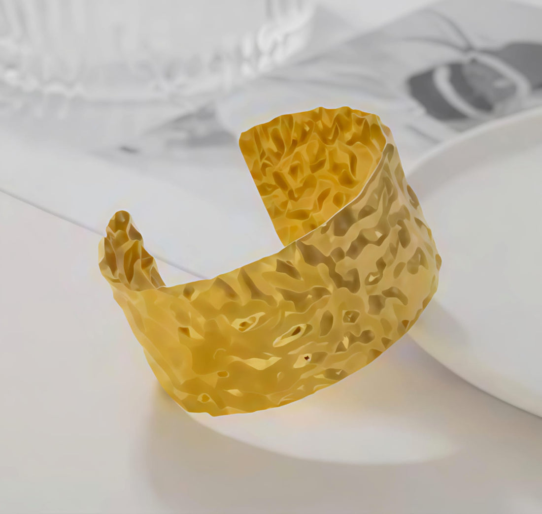 GOLD TONE PLATED CHUNKY BRACELET CUFF KADA